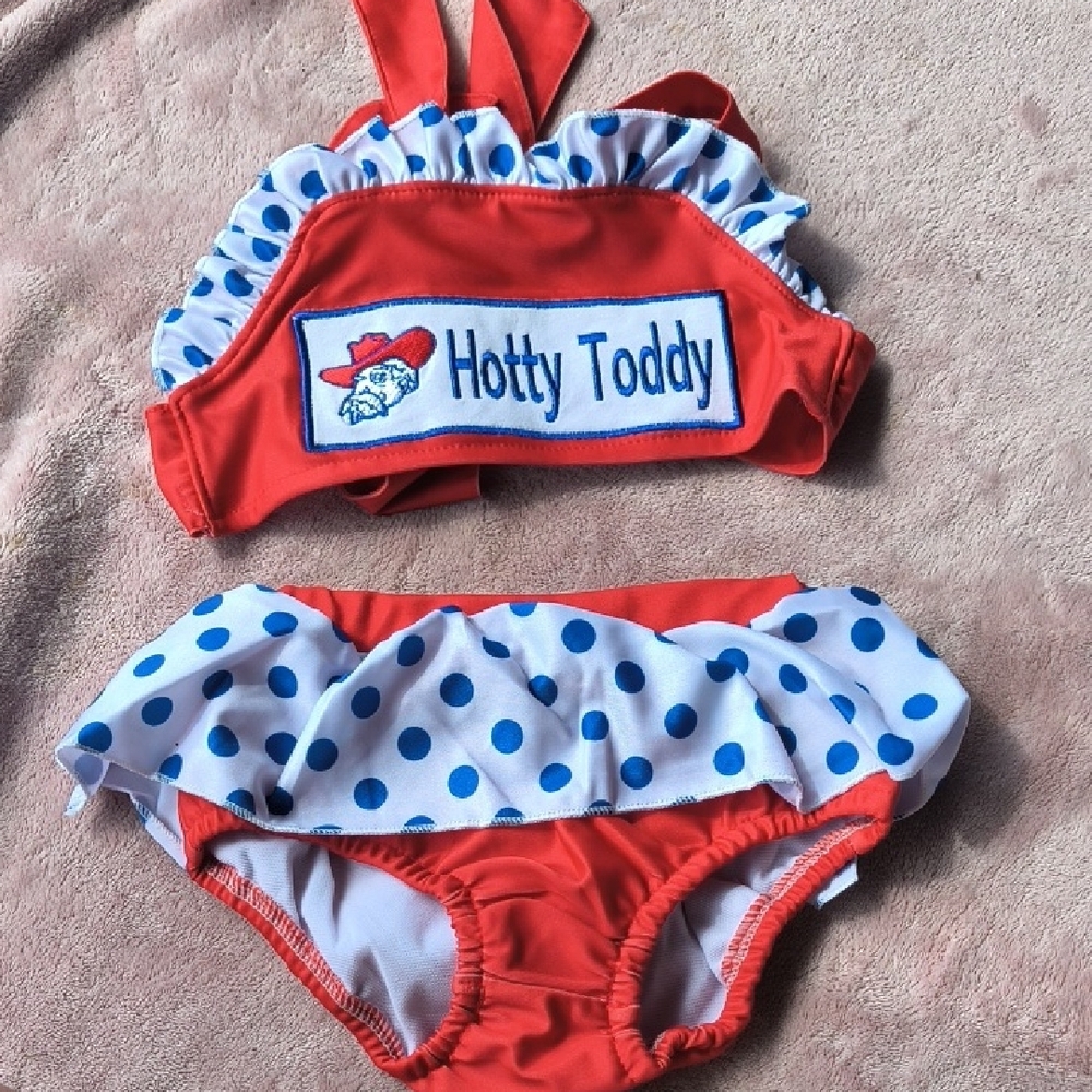 Red and White Polka Dot Swimsuit Set
